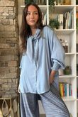 Perfect Chambray Denim Neckerchief Blouse Light